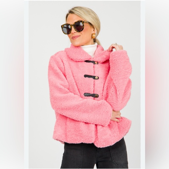 unknown Jackets & Blazers - Pink teddy coat faux fur jacket